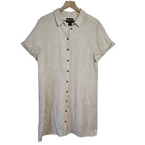 Tahari Beige Button-Down Dress